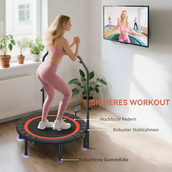 SPORTNOW Minitrampoliini kuntotrampoliini LCD 102cm teräs/muovi, musta+punainen, 100kg
