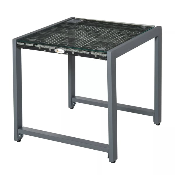 Outsunny® havebord have-sidebord med hærdet glas polyrattan + aluminium