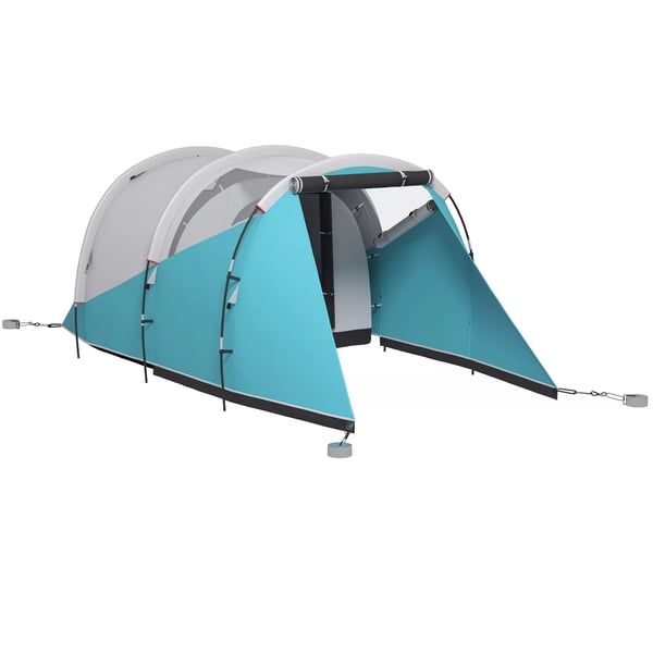 Outsunny tunneltält campingtält 5 personer 2 rum bärväska 3000 mm vattenavvisande blå