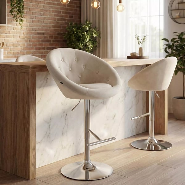 London sammetsbarstol krom