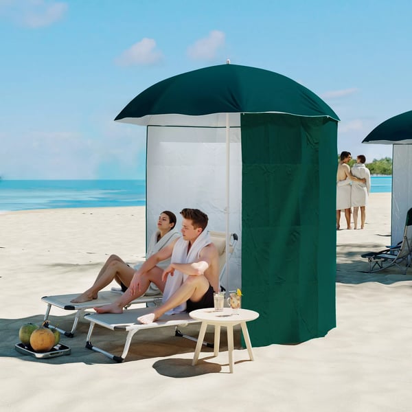 Outsunny strandparasol sidevæg polyester mørkegrøn 2,2xH2,2m