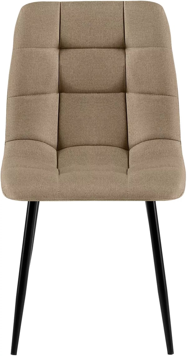Sæt med 4 Antibes stofspisebordsstole, taupe, matsorte metalben