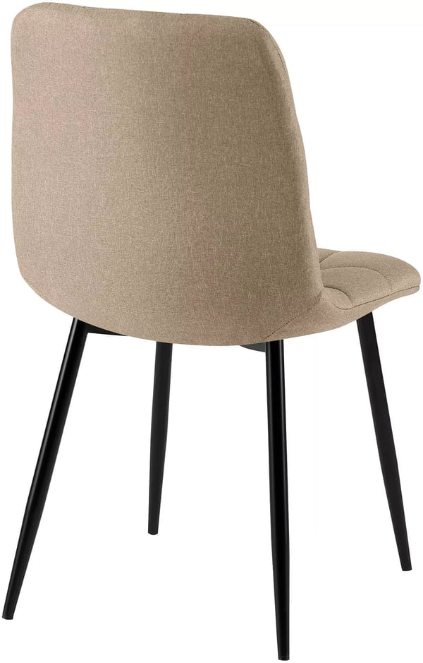 Sæt med 4 Antibes stofspisebordsstole, taupe, matsorte metalben