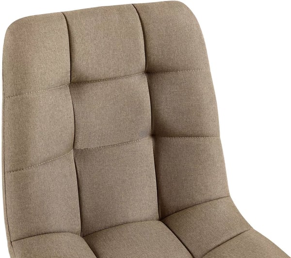 Sæt med 4 Antibes stofspisebordsstole, taupe, matsorte metalben