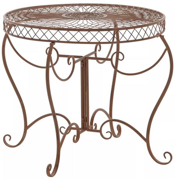 Sheela Antik Brun Metal Havebord - Håndlavet Jern med Patina, 69cm Højt, 90cm Bredt