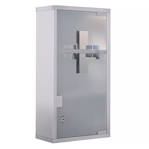HOMCOM medicinskab medicinskab apoteksskab 3 hylder husapotek rustfrit stål 25 x 12 x 48 cm