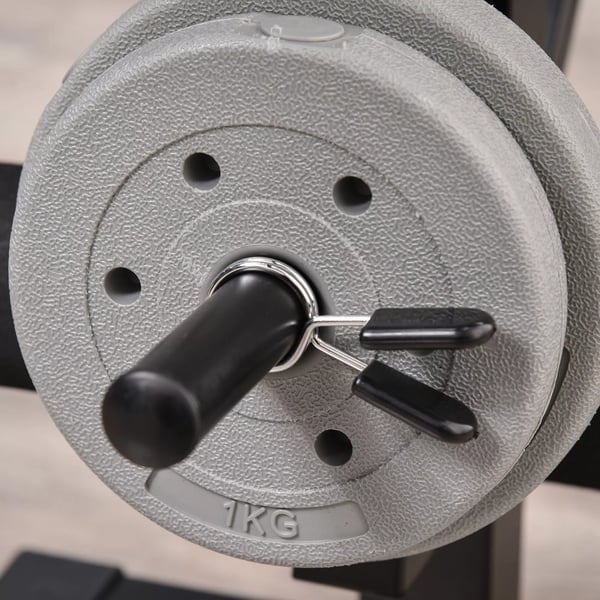 HOMCOM vægtbænk uden vægte, justerbar fitnessbænk til mange øvelser, træningsstation, stål, plast, sort+rød