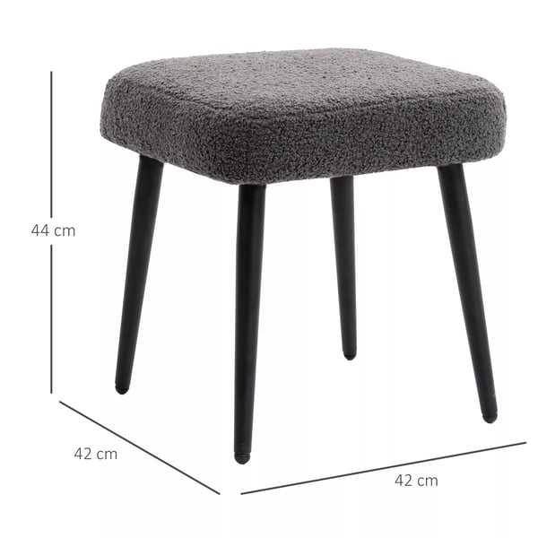 Firkantet Puf Fodskammel i Mørkegrå Polyester og Stålben - Elegant og Komfortabel