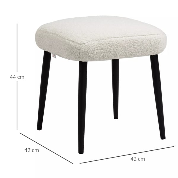 HOMCOM Ottoman Kadet Puf i Kashmir-look, Creme, Polyester og Stål, 42x42x47cm
