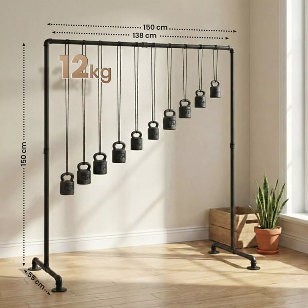 Jersey Vaateteline - Musta metalli - 55x150x150 cm