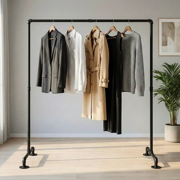 Jersey Vaateteline - Musta metalli - 55x150x150 cm