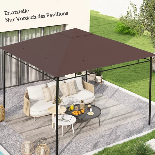 Outsunny vaihtokatto huvimajalle, 2.98x2.95m, polyesteri, kahvi