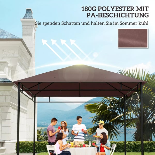 Outsunny vaihtokatto huvimajalle, 2.98x2.95m, polyesteri, kahvi