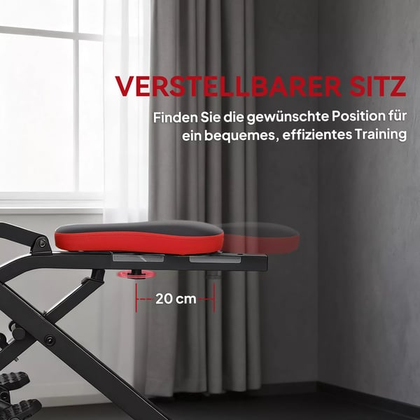 Træningsmaskine, justerbar, metalrør, pedaler, foldbar, rød