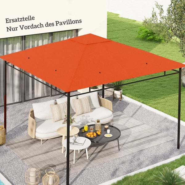 Outsunny korvaava katto huvimajalle, oranssi polyesteri, UV-suoja, 2,98 x 2,95 m