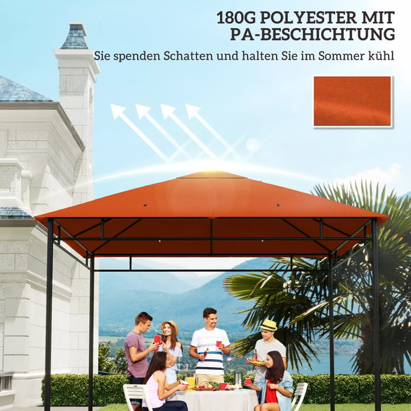 Outsunny korvaava katto huvimajalle, oranssi polyesteri, UV-suoja, 2,98 x 2,95 m