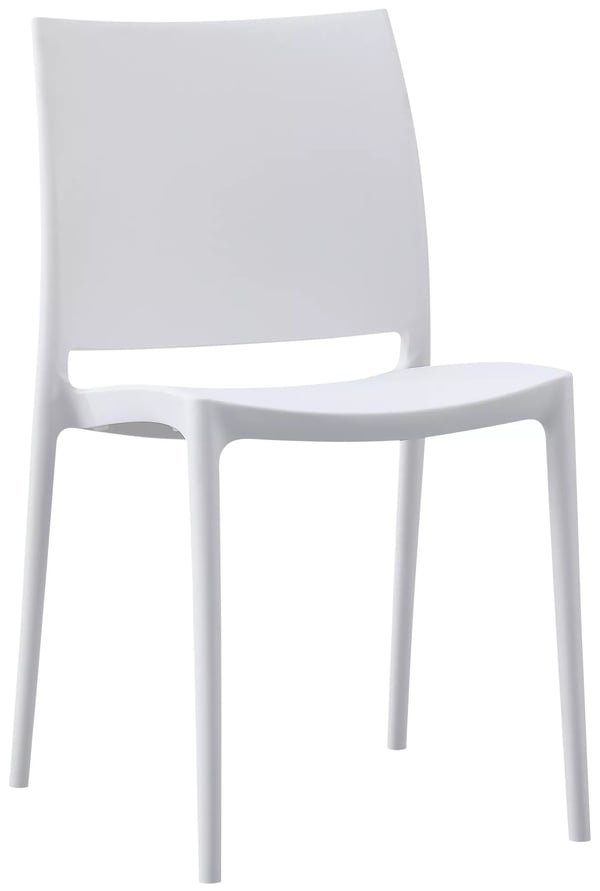 Meton Stapelbar Trädgårdsstol, Vit Plast, UV-beständig, Väderbeständig, Inomhus/Utomhusbruk, Ergonomisk Komfort, Golvskydd, 5kg