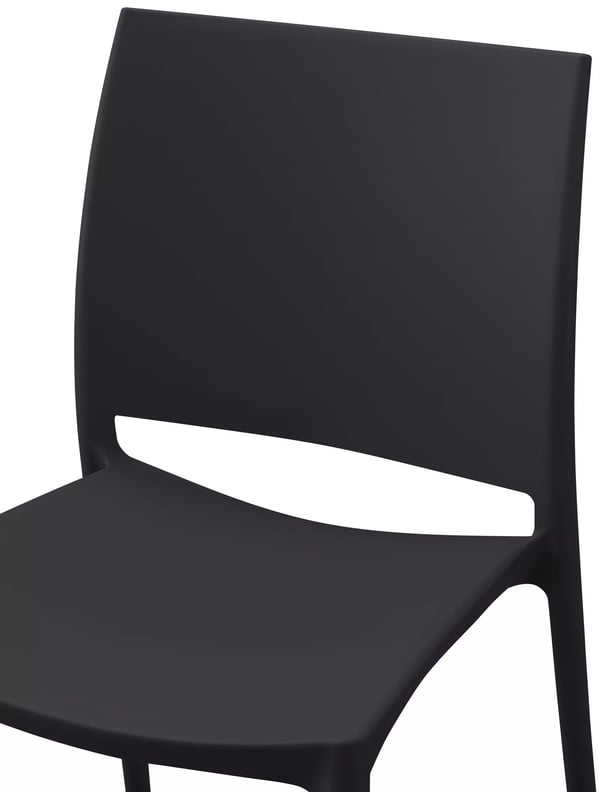 Meton Stabelbar Plastik Havestol - Sort, UV-resistent, Ergonomisk, Vejrbestandig, Indendørs/Udendørs Brug