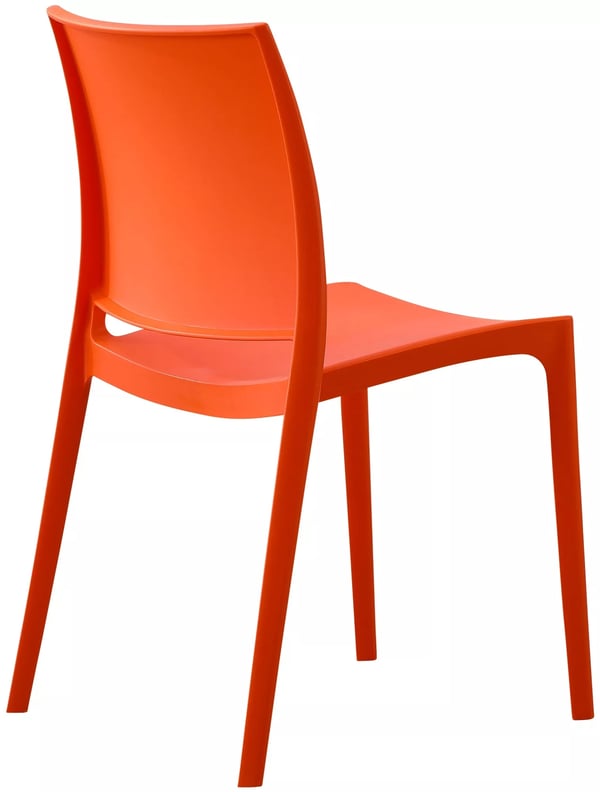 Orange Meton Stabelbar Plastik Havestol - UV-resistent, Vejrbestandig, Ergonomisk Design til Indendørs/Udendørs Brug