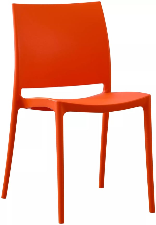 Orange Meton Stabelbar Plastik Havestol - UV-resistent, Vejrbestandig, Ergonomisk Design til Indendørs/Udendørs Brug