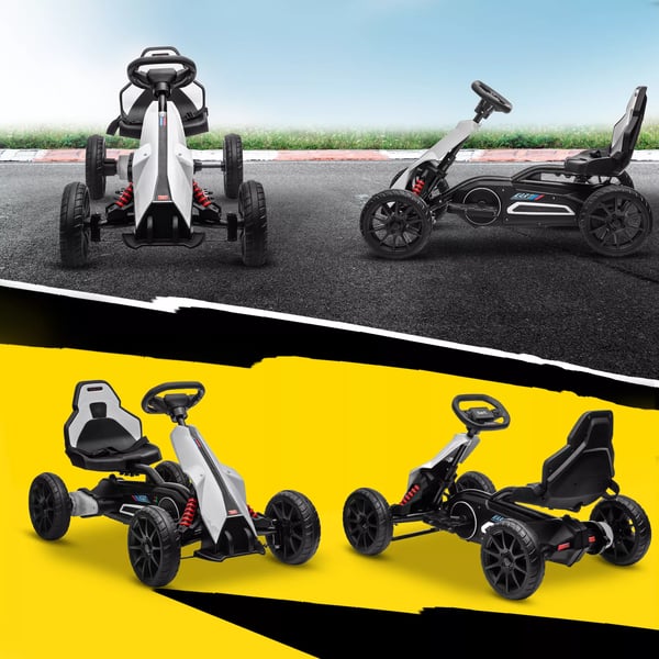HOMCOM Elektrisk Gokart til Børn, 12V, 3-5 km/t, Hvid Plastik