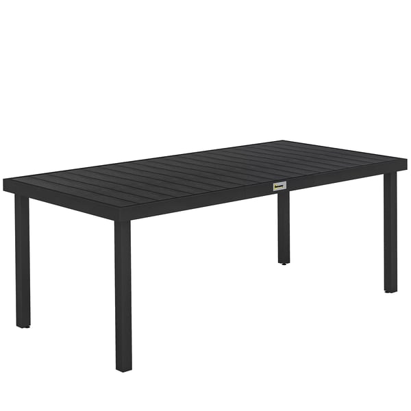 Outsunny havebord til 8 personer spisebord aluminiumsbord havemøbler loungemøbler let vedligeholdelse plast sort 190 x 90 x 74 cm