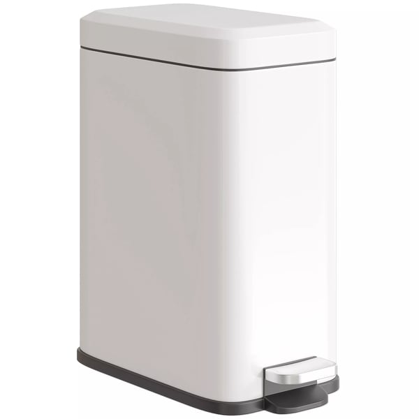 HOMCOM Papperskorg 5L pedalhink med lock och fotpedal, innerhink, metall, vit, 29,2x14x32 cm, för vardagsrum, kontor