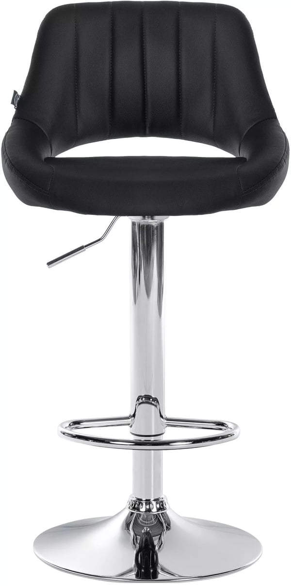 2 x Milet bar stool, imitation leather, black, adjustable height, swivel, metal base, comfort features