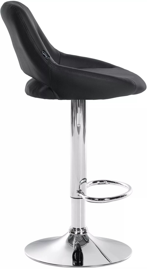 2 x Milet bar stool, imitation leather, black, adjustable height, swivel, metal base, comfort features
