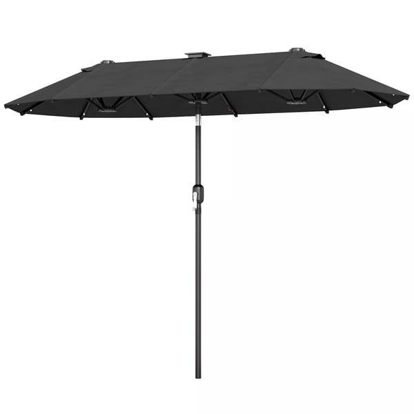 Outsunny tuplavarjo 295x219cm, LED-puutarhavarjo, säädettävä kallistuskulma, aurinkovarjo, tummanharmaa Outsunny tuplavarjo 295x219cm, LED-puutarhavarjo, säädettävä kallistuskulma, aurinkovarjo, tummanharmaa