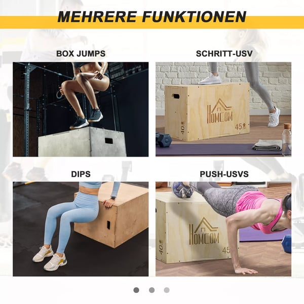 HOMCOM Plyo Box i Bøg 45x40x60cm - Springkasse til Hjemmetræning