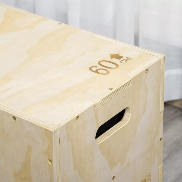 HOMCOM Plyo Box i Bøg 45x40x60cm - Springkasse til Hjemmetræning