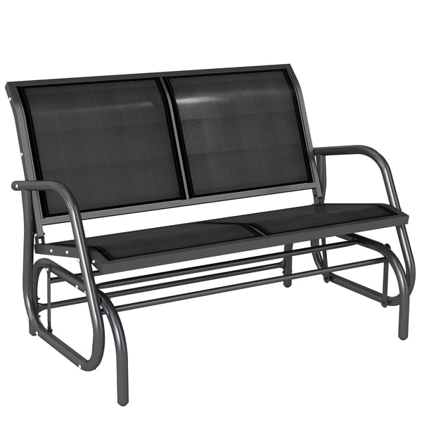 Outsunny Gyngestol 2-personers havebænk havestol siddebænk parkbænk metal havemøbel sort 120 x 70 x 88 cm