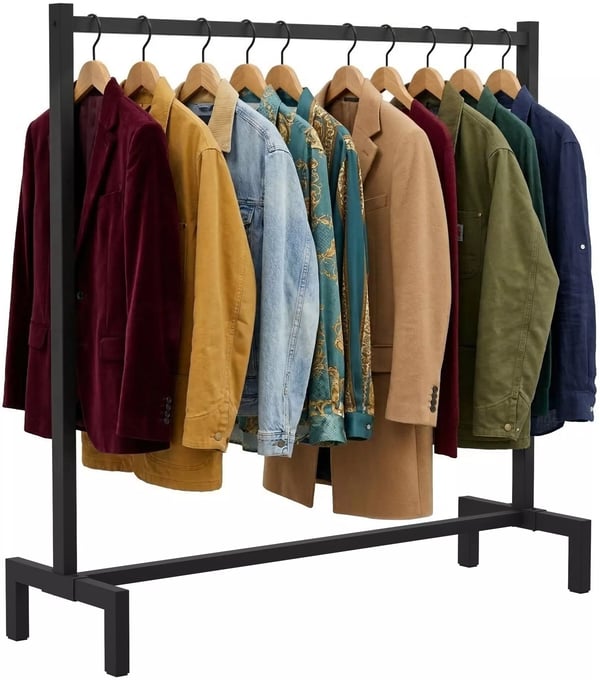 Melva Tøjstativ i Industriel Stil, Mat Sort, 120x38x120 cm