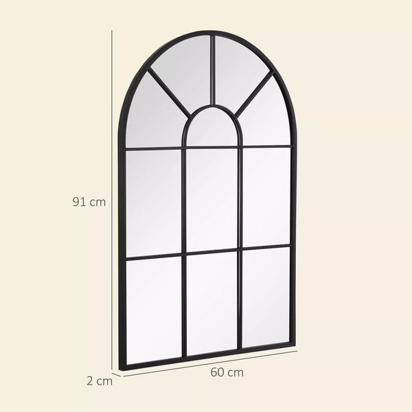 HOMCOM Buevindue Veggspejl 91x60cm - Sort Metal/Glas