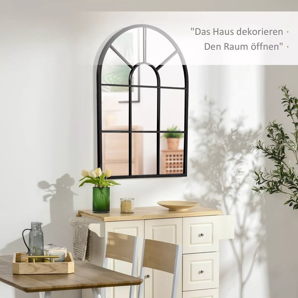HOMCOM Buevindue Veggspejl 91x60cm - Sort Metal/Glas