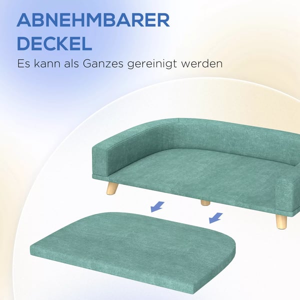 PawHut Hundesofa Komfortabel Kæledyrsseng med Pude, Grøn Polyester, 98x67x25cm