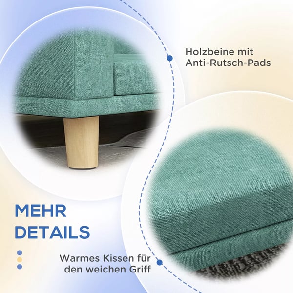 PawHut Hundesofa Komfortabel Kæledyrsseng med Pude, Grøn Polyester, 98x67x25cm