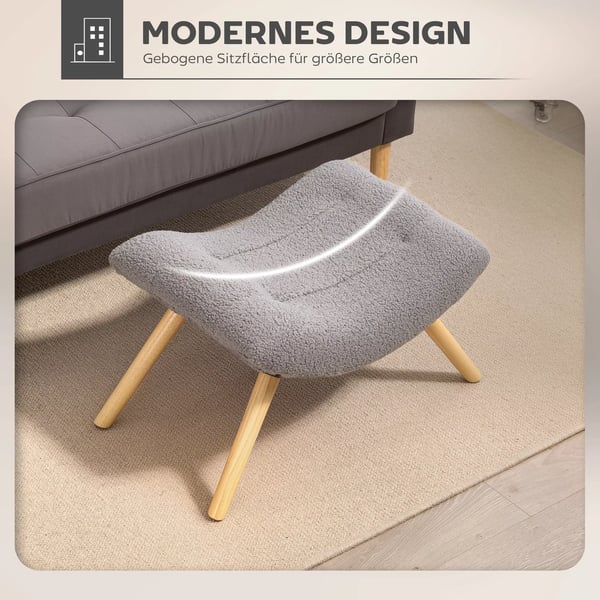 HOMCOM Siddepuf i Lysegrå Polyester, Puf til stue/soveværelse, 67 x 45 x 38 cm, op til 120 kg