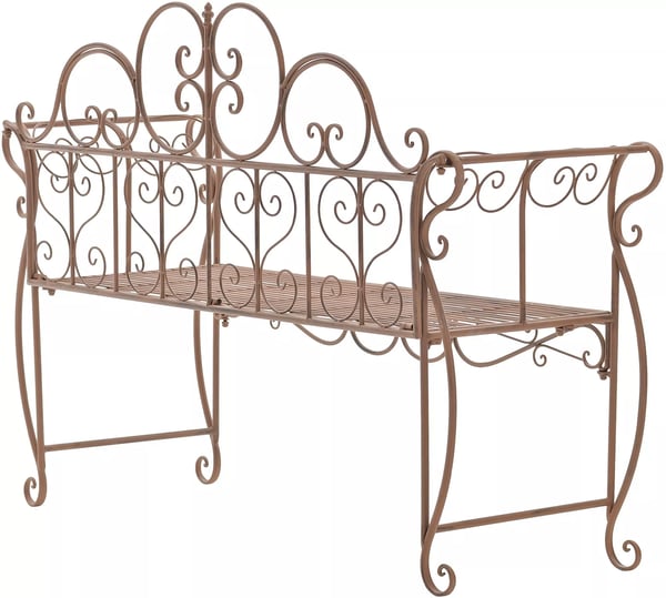 Minna Antik Brun Metal Havebænk, 3-personers, 128 cm Bred