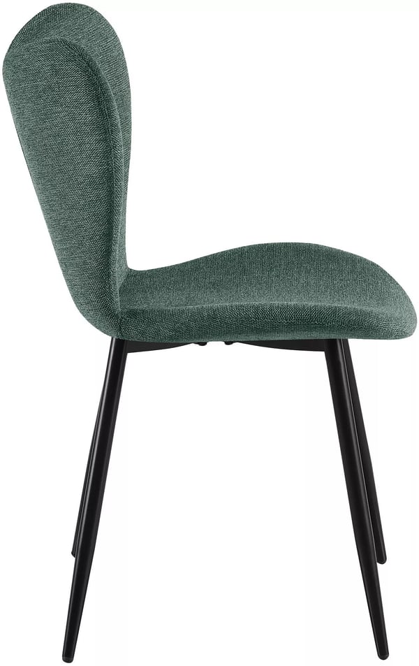 Maika Spisebordsstol, Grønt Stofbetræk, Mat Sorte Metalben, Moderne & Tidløst Design, Maks. 150 kg Bæreevne