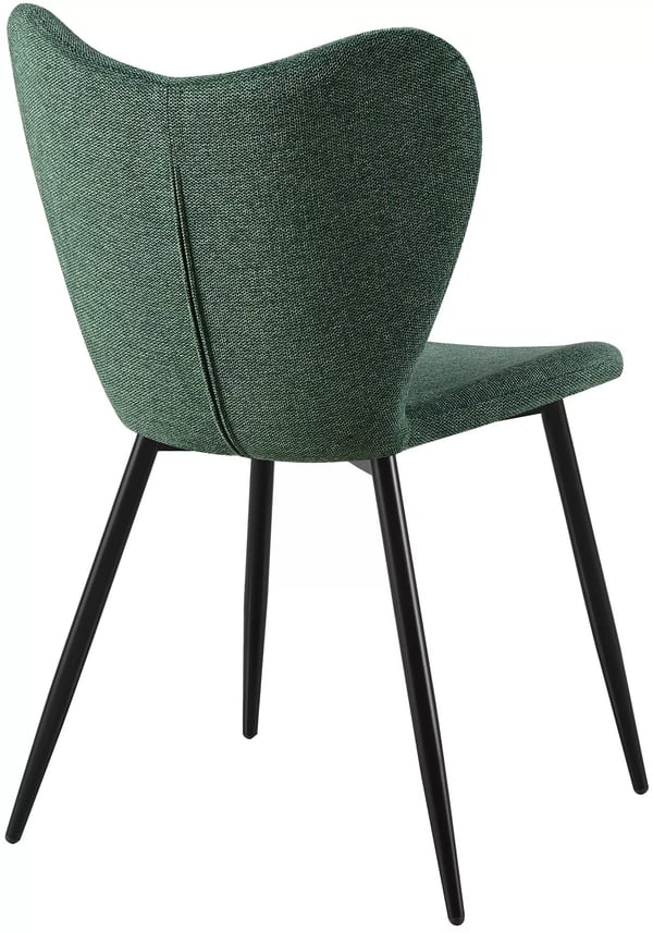 Maika Spisebordsstol, Grønt Stofbetræk, Mat Sorte Metalben, Moderne & Tidløst Design, Maks. 150 kg Bæreevne