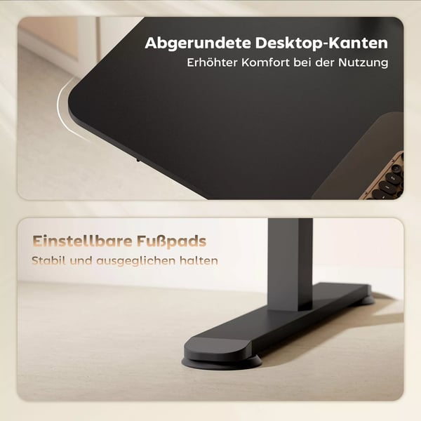 Vinsetto Elektrisk Hæve-/Sænkebord, Højdejusterbar, 72-116 cm, Schwarz, Holzwerkstoff/Legierter Stahl, 149.5 x 44 x 21 cm