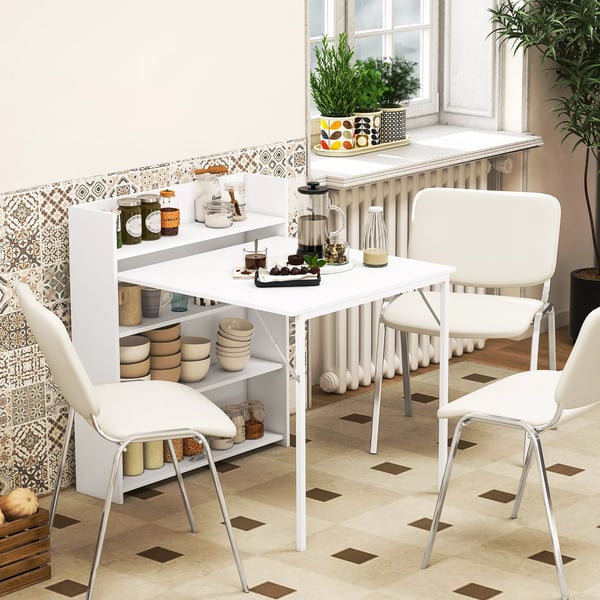 HOMCOM Hopfällbart matbord, vit, trämaterial, 80x90x93cm