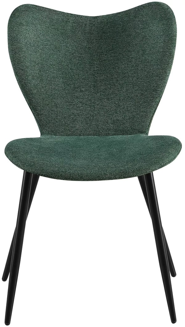 Maika Spisebordsstol, Grønt Stofbetræk, Mat Sorte Metalben, Moderne & Tidløst Design, Maks. 150 kg Bæreevne