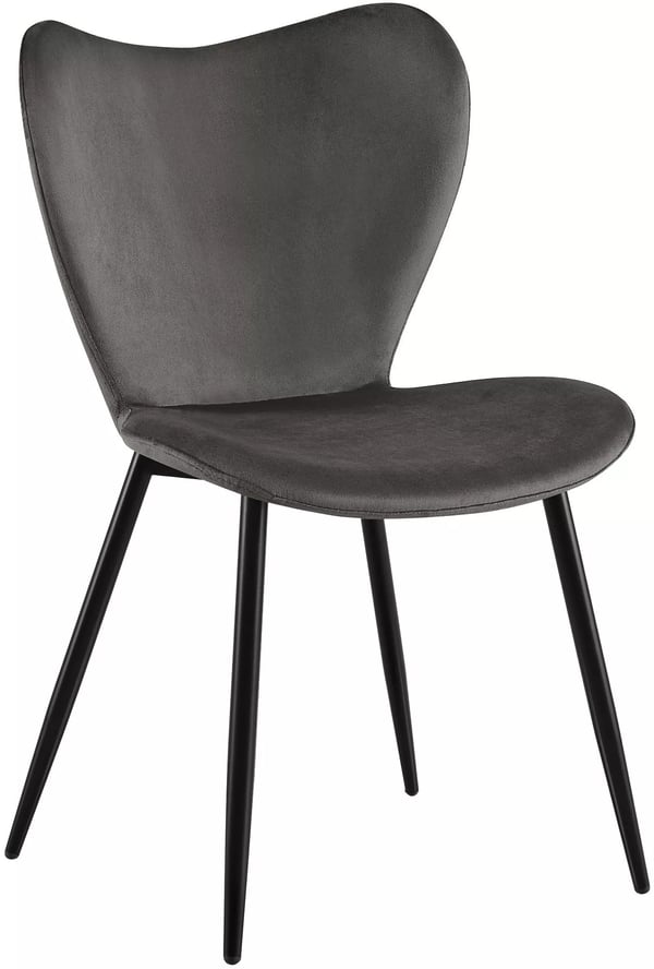 Maika Antracit Fløjl Spisestol med Mat Sort Metalstel - Ergonomisk, Komfortabel, 150 kg Kapacitet