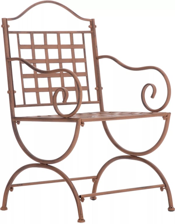 Lotta Havestol - Antik Brun Metal, Landhusstil Udendørs Terrassestol, 43 cm Sædehøjde
