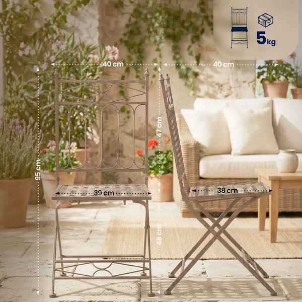 Asina Klaphavestol - Antikbrun Metal med Galvaniseret Jernstativ, Art Nouveau Stil