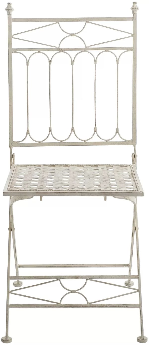 Asina Klaphavestol - Antik Creme, Galvaniseret Jern, Art Nouveau Stil, Fuldt Samlet