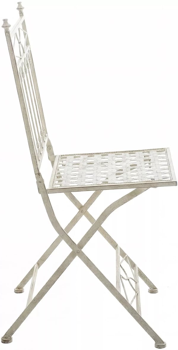Asina Klaphavestol - Antik Creme, Galvaniseret Jern, Art Nouveau Stil, Fuldt Samlet